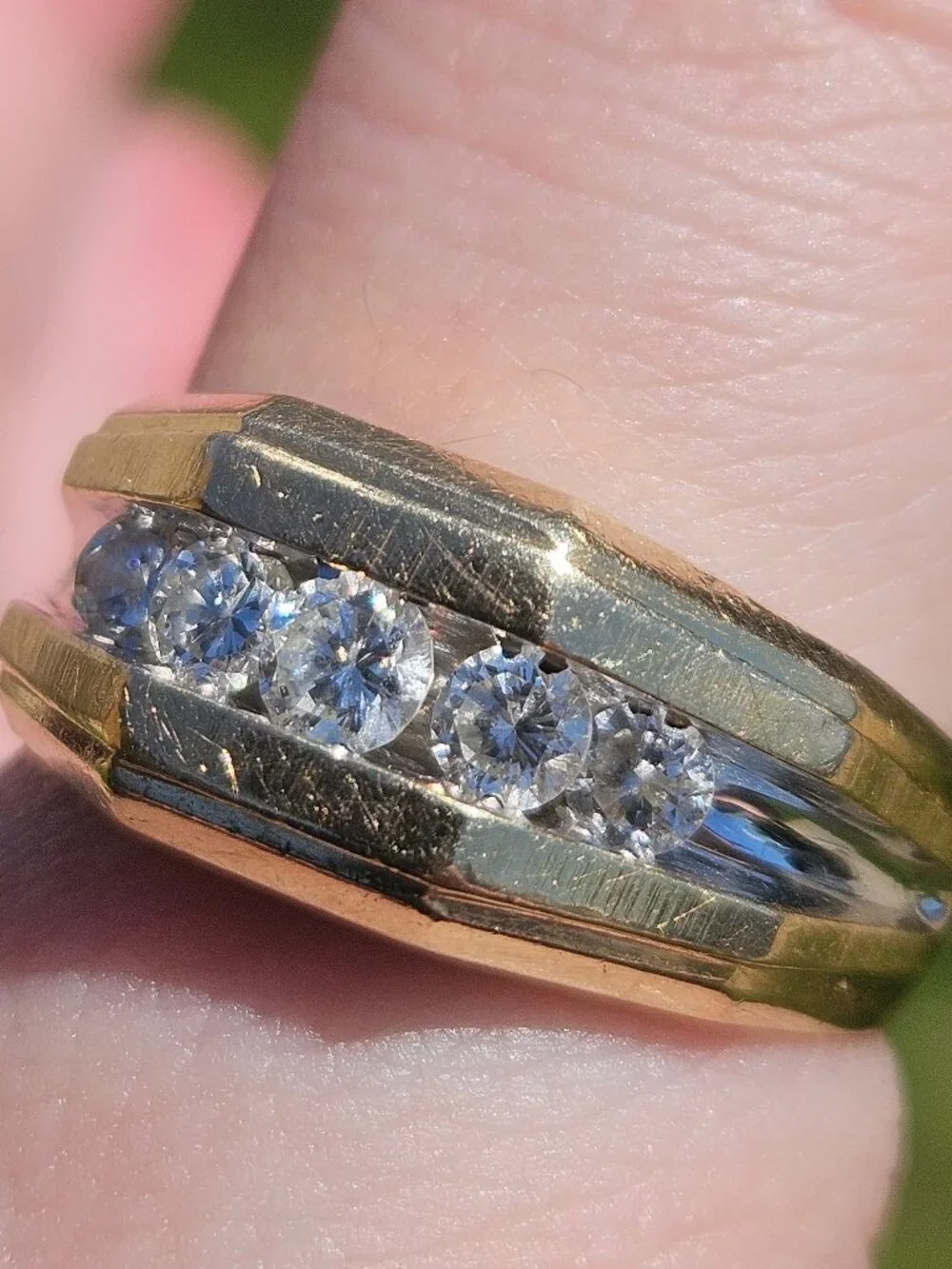 14K Yellow Gold Channel Set Diamond Men's Wide Band Ring 10mm 1.00TCW Size 11